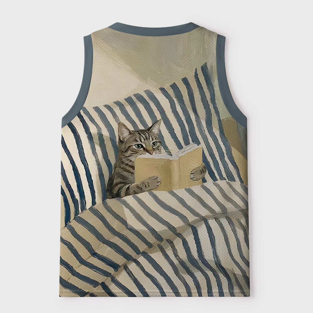 Pagewings Cat Books Lover Unisex Mesh Tank Top