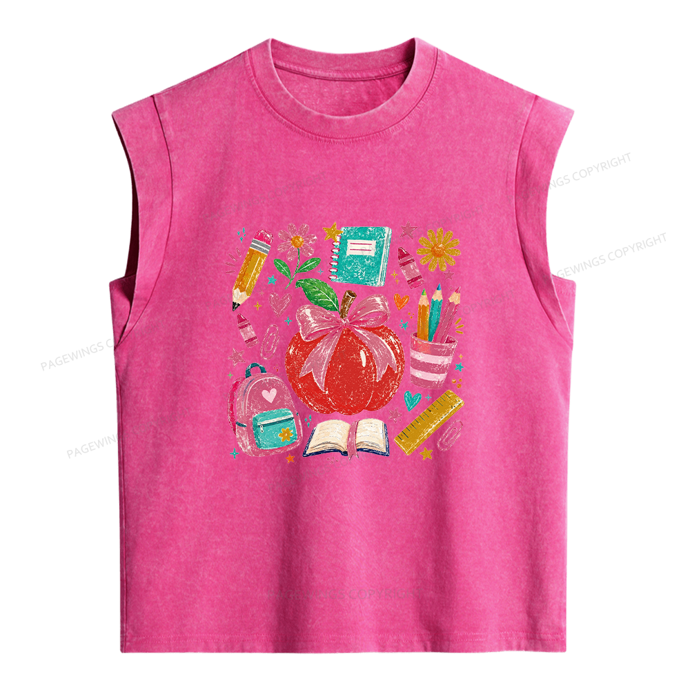 Pagewing Back to School Women's Washed Tank Top