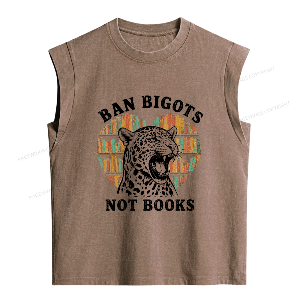 Pagewing Ban Bigots Not Books Women's Washed Tank Top