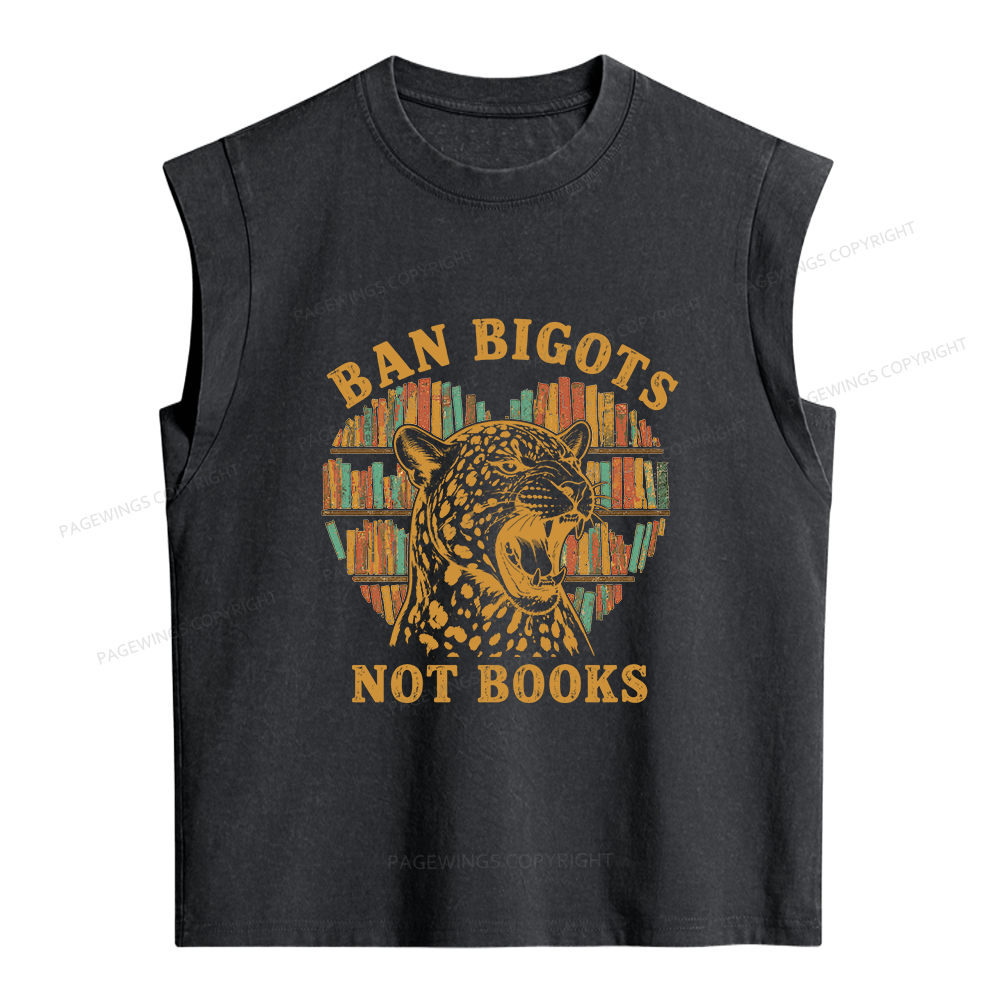 Pagewing Ban Bigots Not Books Women's Washed Tank Top