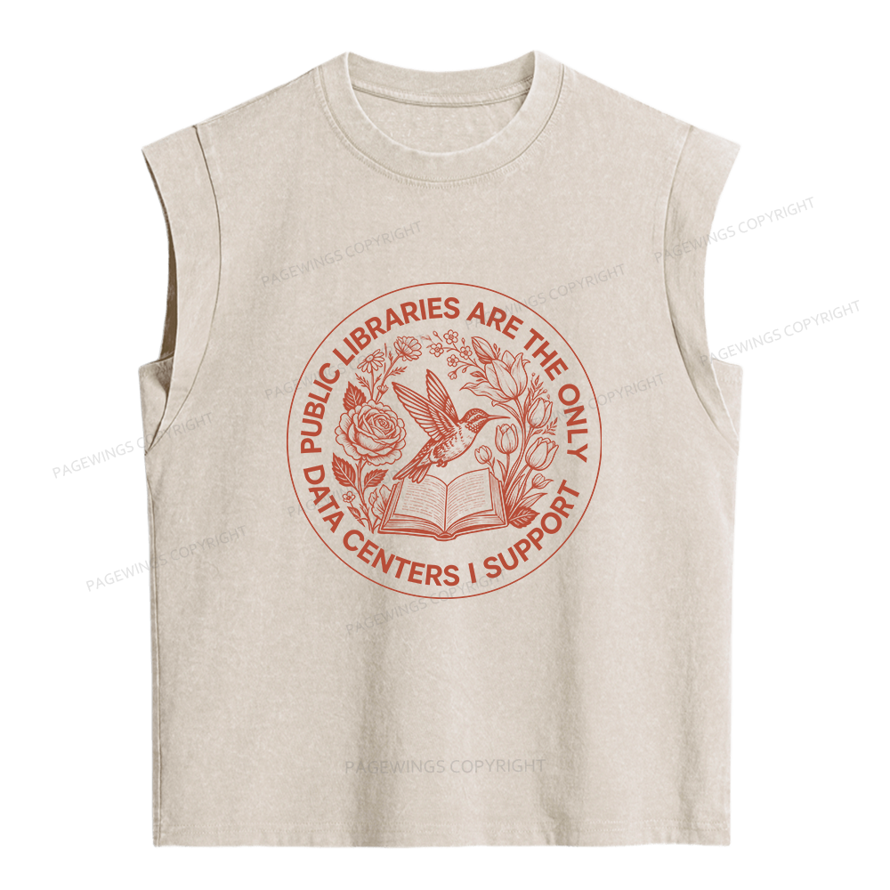 Pagewing Public Libraries I Support Women's Washed Tank Top