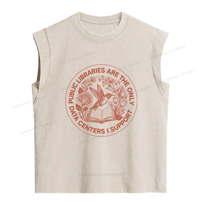 Pagewing Public Libraries I Support Women's Washed Tank Top