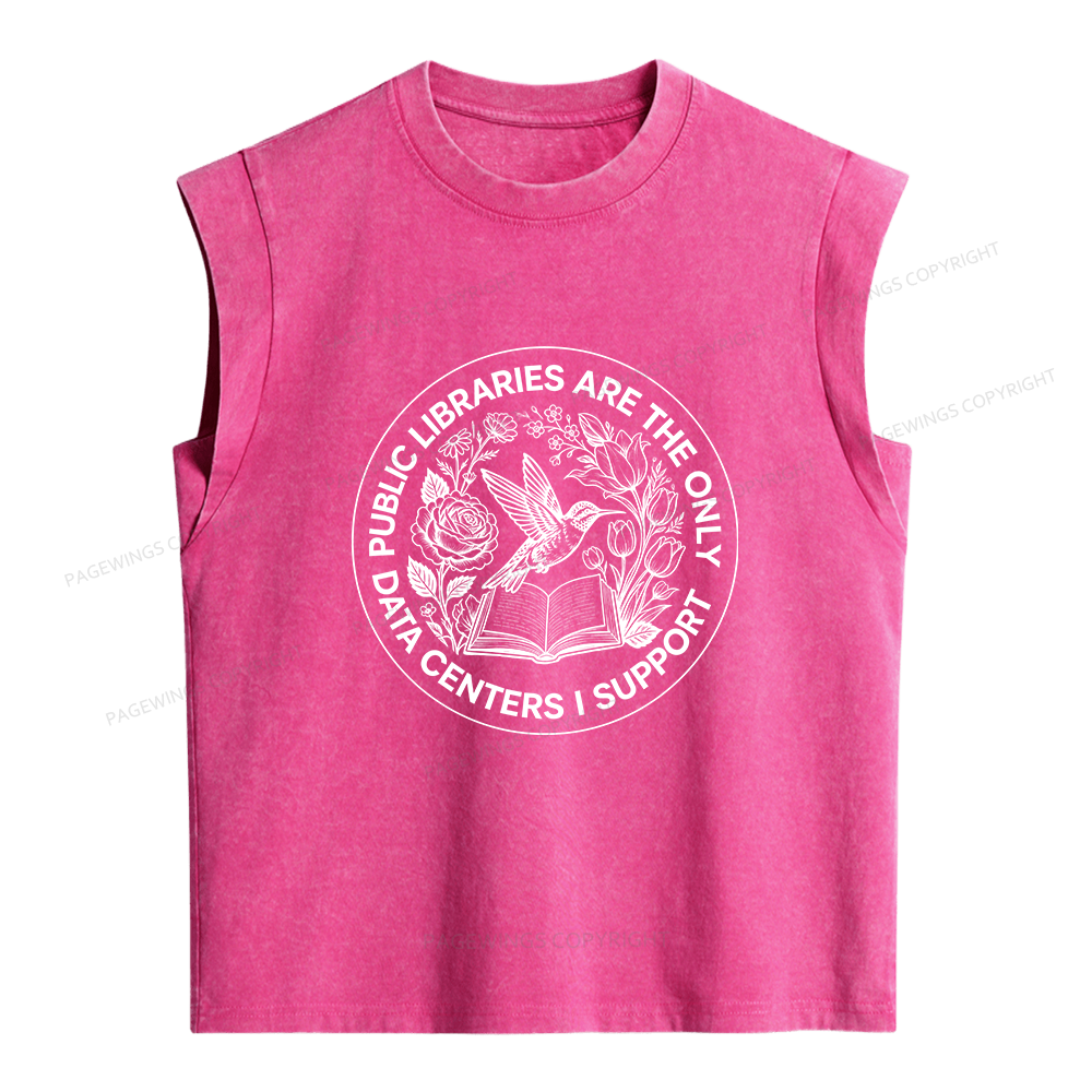 Pagewing Public Libraries I Support Women's Washed Tank Top