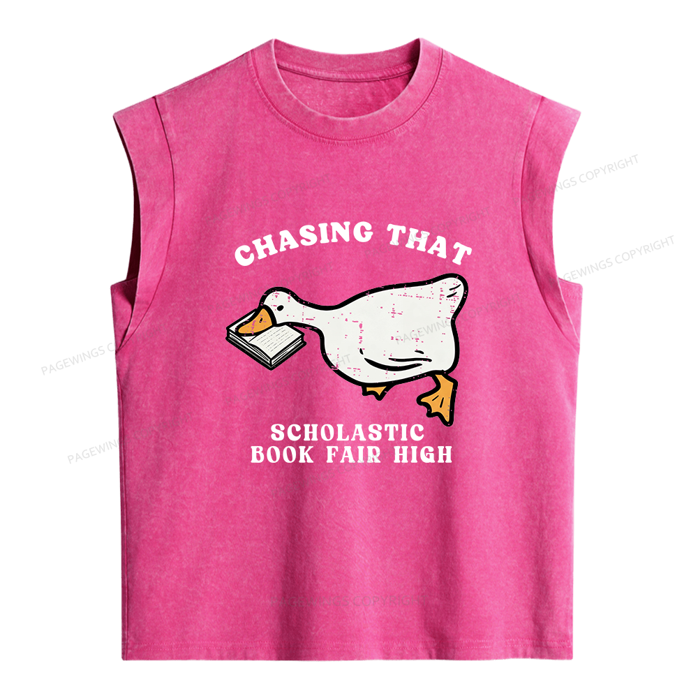 Pagewing Chasing That Scholastic Book Fair High Women's Washed Tank Top