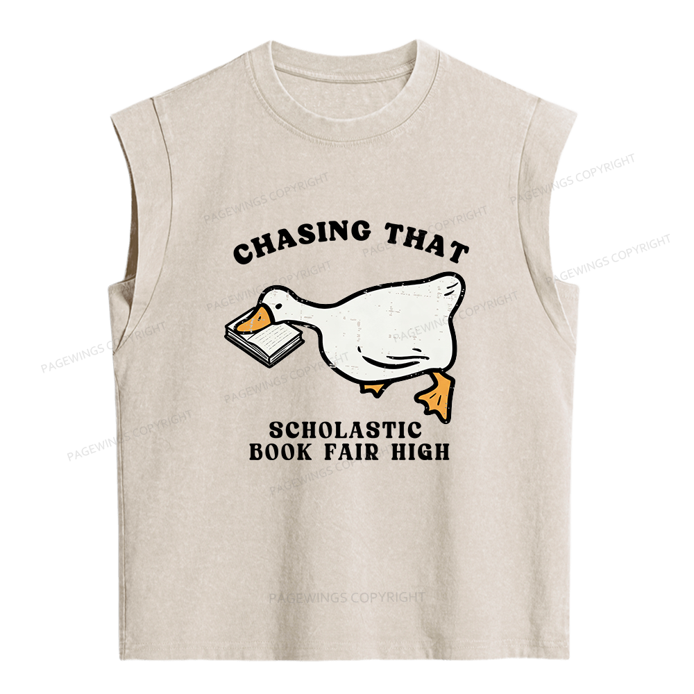 Pagewing Chasing That Scholastic Book Fair High Women's Washed Tank Top