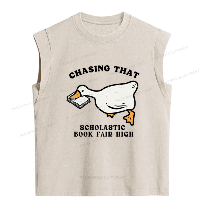 Pagewing Chasing That Scholastic Book Fair High Women's Washed Tank Top