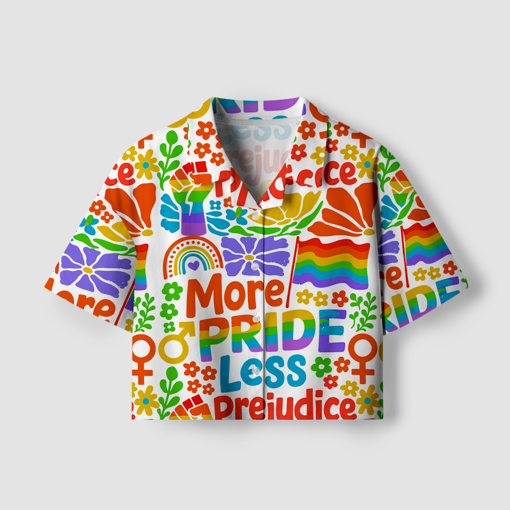 Pagewings More Pride Less Prejudice Camp Collar Women's Camp Shirt