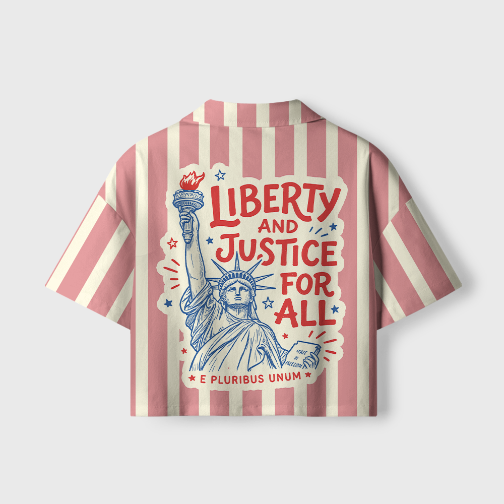 Pagewings Liberty And Justice For All Camp Collar Women's Camp Shirt