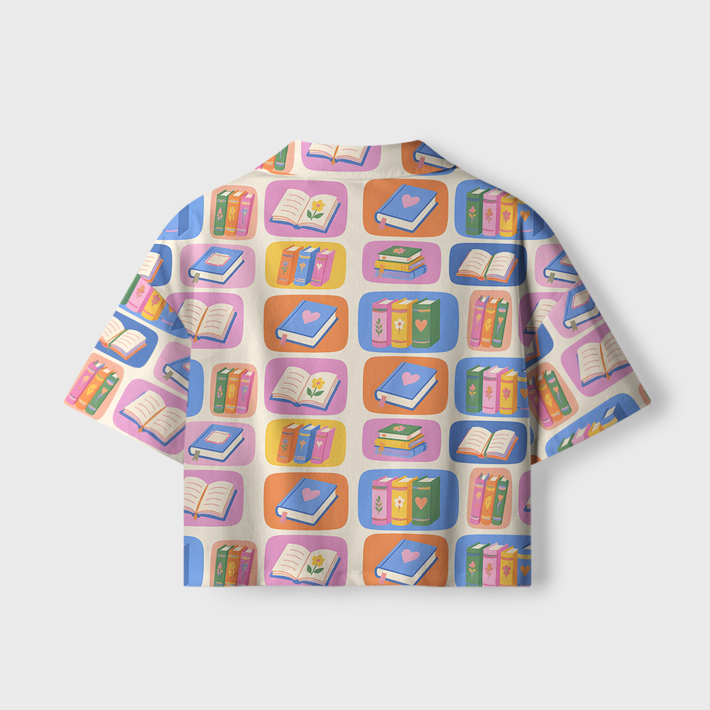 Pagewings Book Lover Camp Collar Women's Camp Shirt