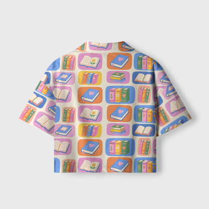 Pagewings Book Lover Camp Collar Women's Camp Shirt