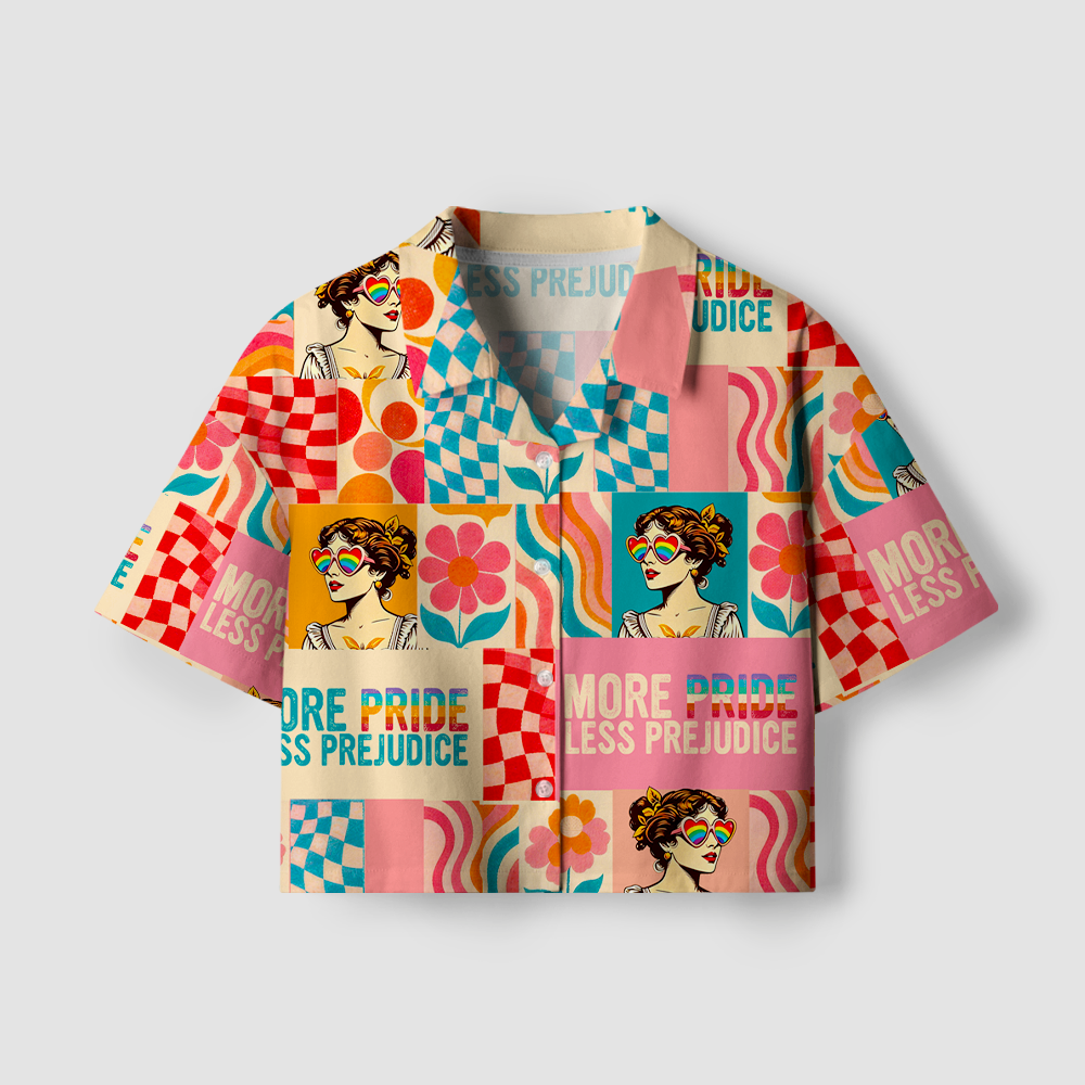 Pagewings More Pride Less Prejudice Camp Collar Women's Camp Shirt