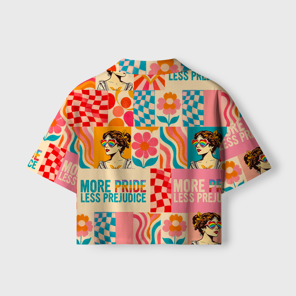 Pagewings More Pride Less Prejudice Camp Collar Women's Camp Shirt