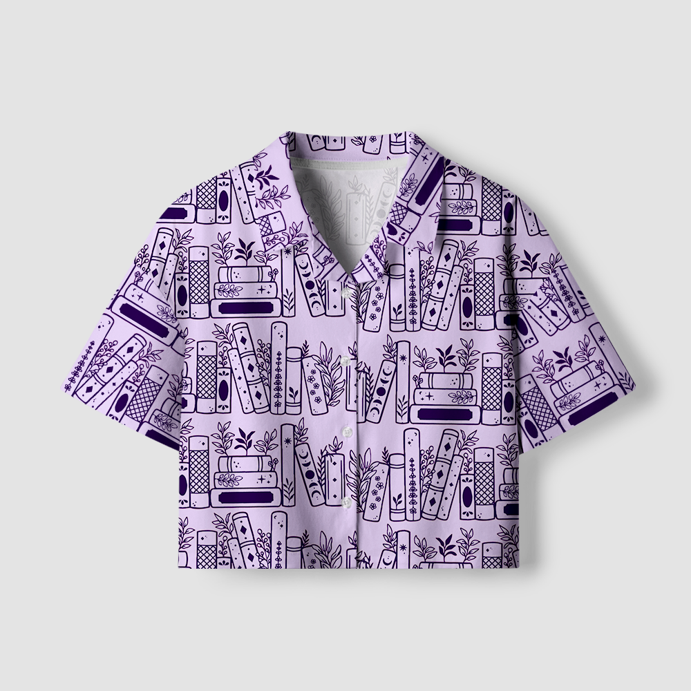 Pagewings Book Lover Camp Collar Women's Camp Shirt