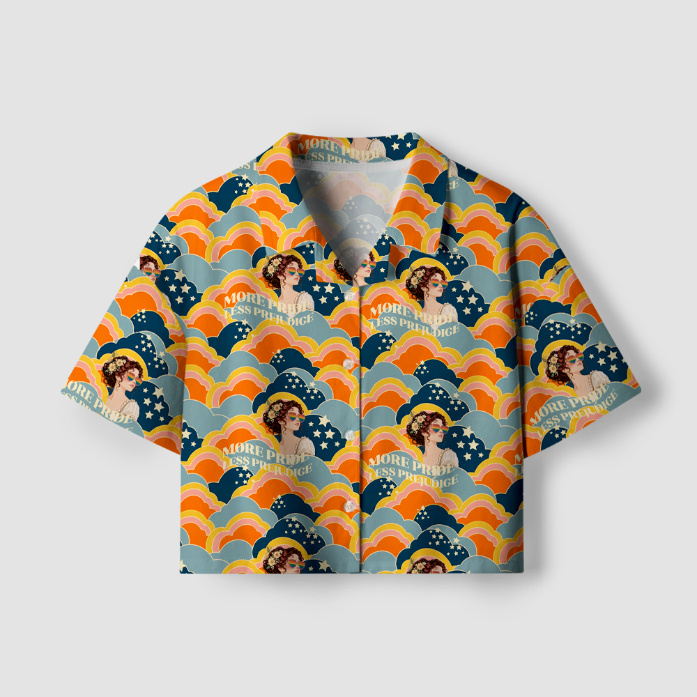 Pagewings More Pride Less Prejudice Camp Collar Women's Camp Shirt