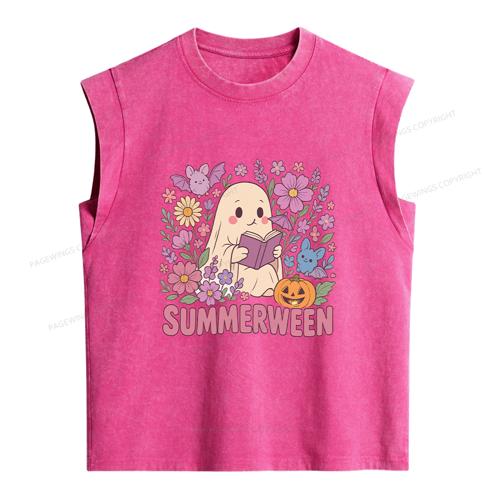 Pagewing Ghost Summerween Women's Washed Tank Top