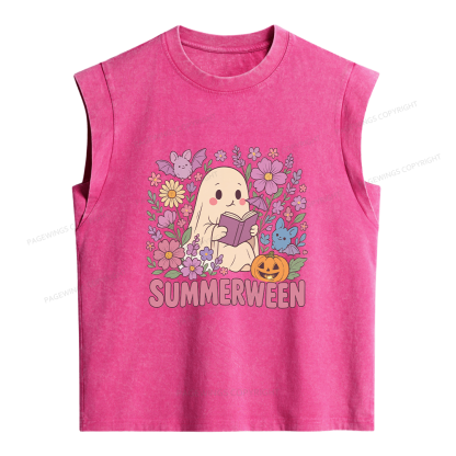 Pagewing Ghost Summerween Women's Washed Tank Top