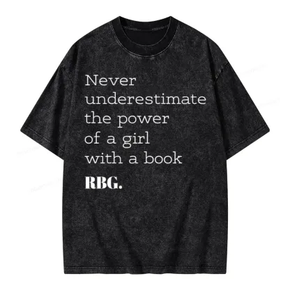 Pagewings Never Underestimate The Power Of a Girl With a Book Unisex Washed T-shirt