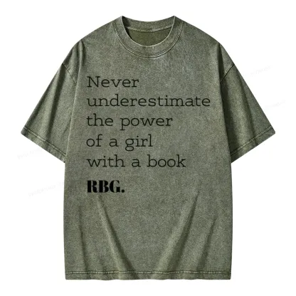 Pagewings Never Underestimate The Power Of a Girl With a Book Unisex Washed T-shirt