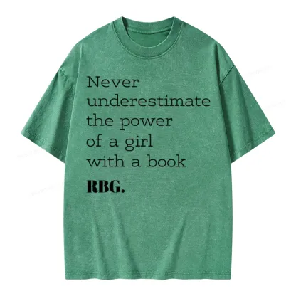 Pagewings Never Underestimate The Power Of a Girl With a Book Unisex Washed T-shirt