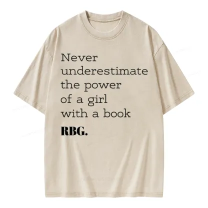 Pagewings Never Underestimate The Power Of a Girl With a Book Unisex Washed T-shirt