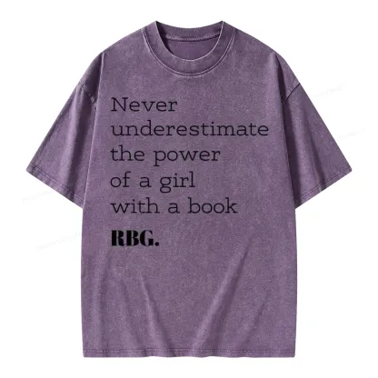 Pagewings Never Underestimate The Power Of a Girl With a Book Unisex Washed T-shirt