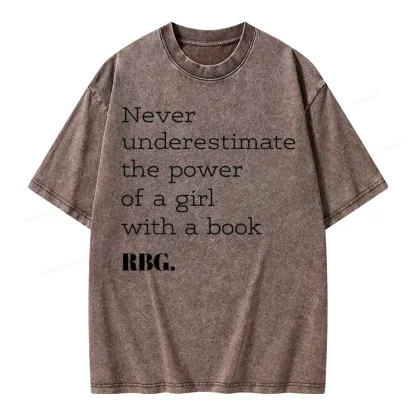 Pagewings Never Underestimate The Power Of a Girl With a Book Unisex Washed T-shirt