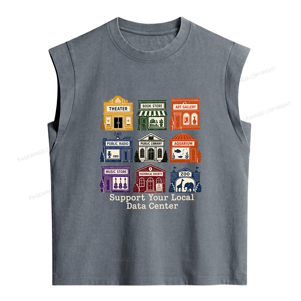 Pagewing Support Your Local Data Center Women's Washed Tank Top