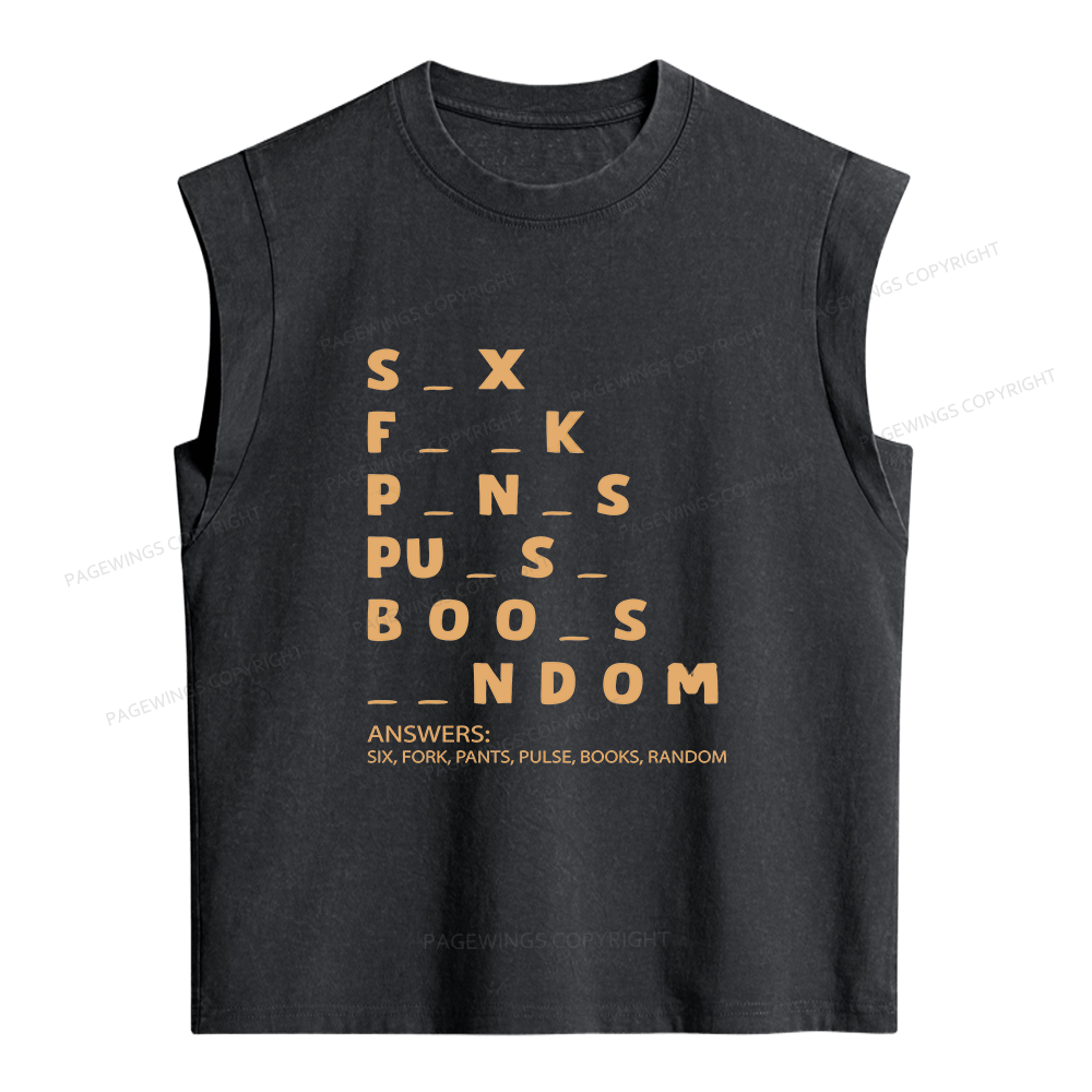 Pagewing Funny Humor Word Puzzle Women's Washed Tank Top
