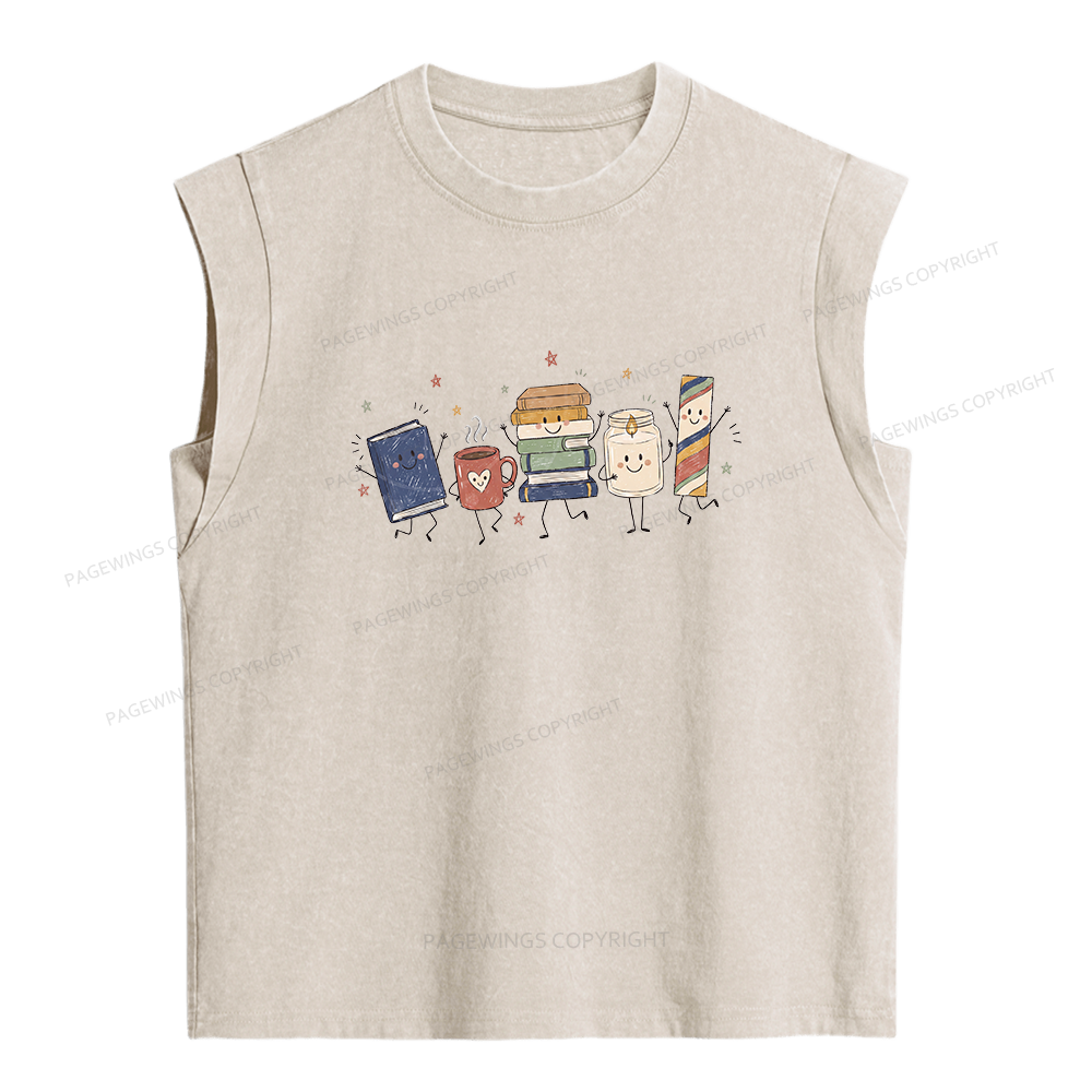 Pagewing Book Lover Librarian Women's Washed Tank Top