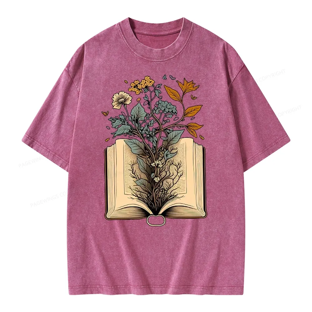 Pagewings Growing Book Unisex Washed T-shirt