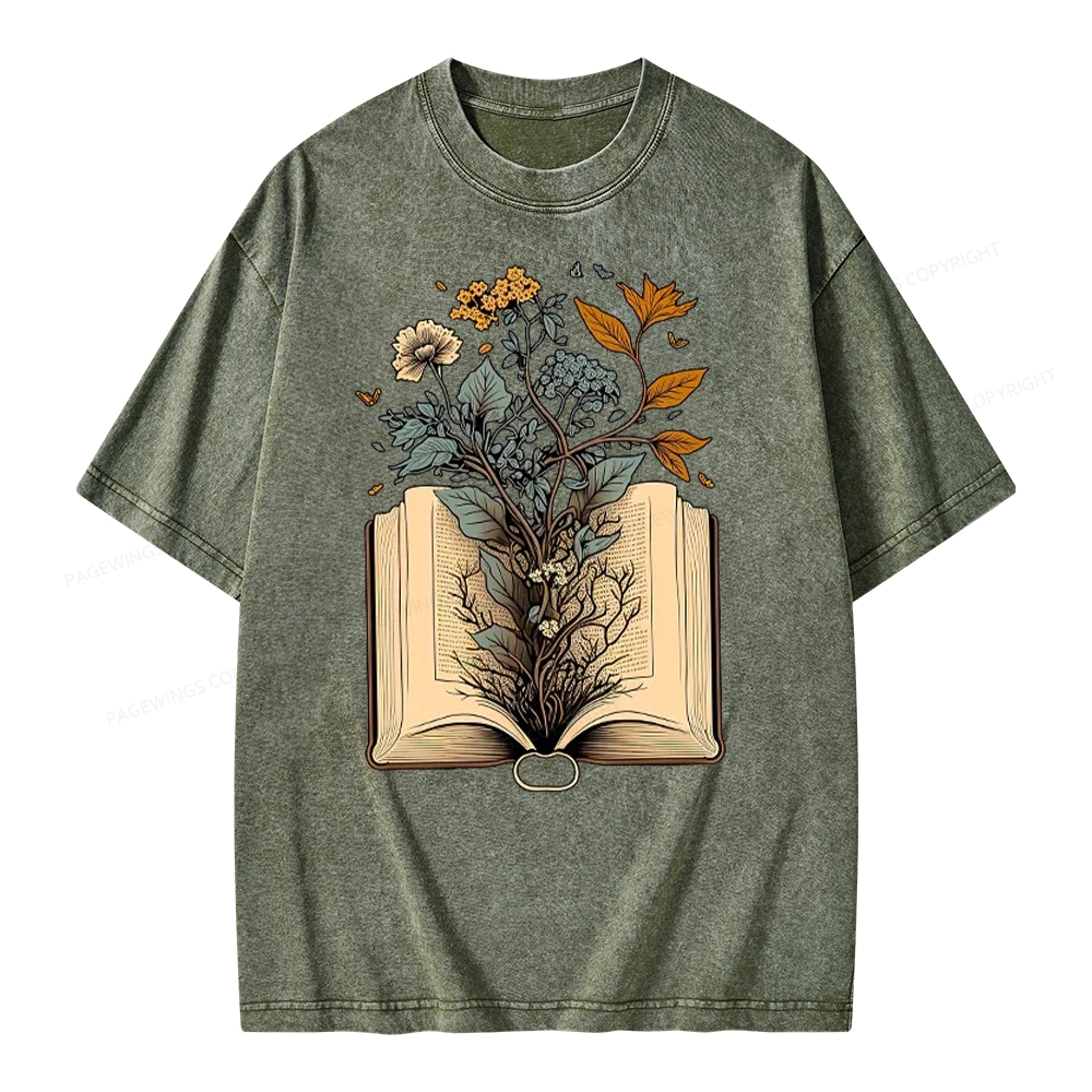 Pagewings Growing Book Unisex Washed T-shirt