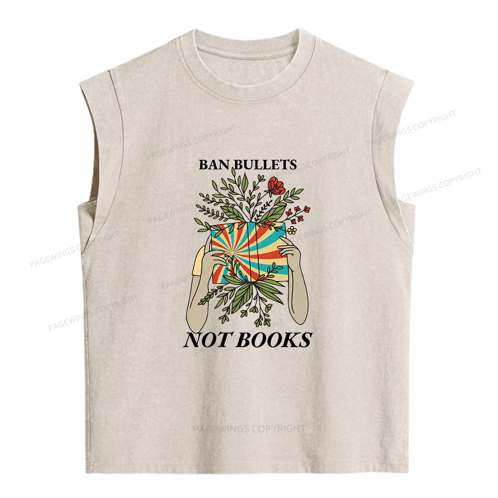Pagewing Ban Bullets Not Books Women's Washed Tank Top