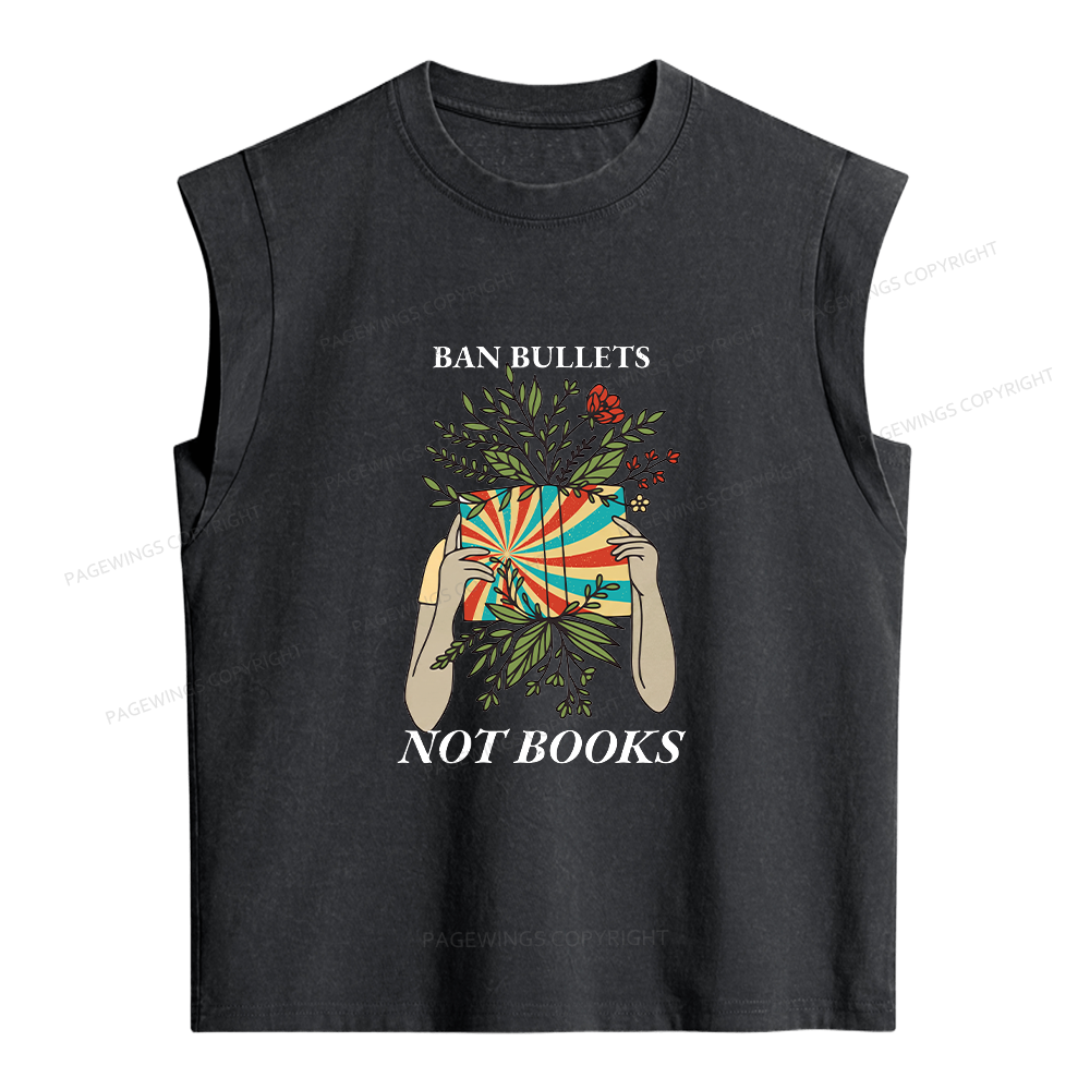 Pagewing Ban Bullets Not Books Women's Washed Tank Top