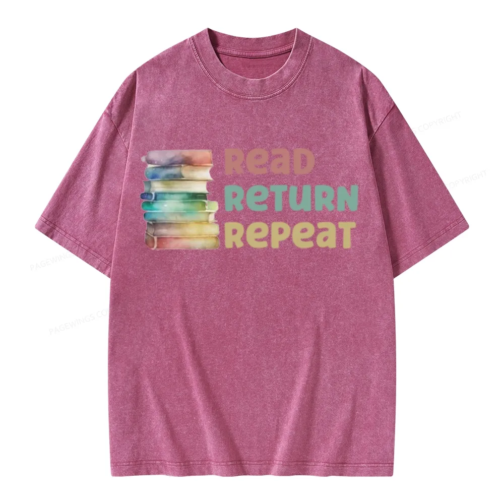 Pagewings Read Return Repeat Unisex Washed T-shirt