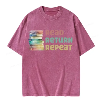 Pagewings Read Return Repeat Unisex Washed T-shirt