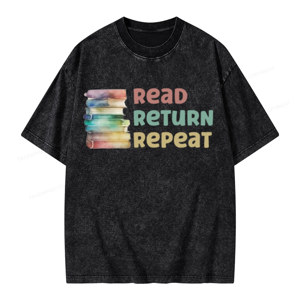 Pagewings Read Return Repeat Unisex Washed T-shirt