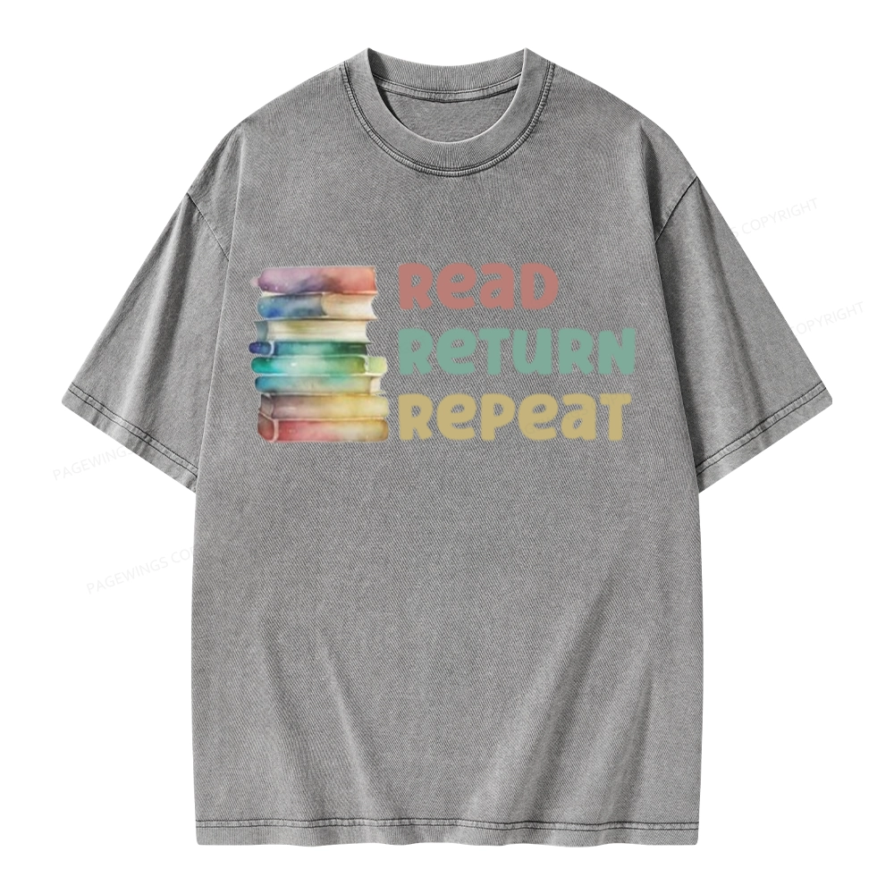Pagewings Read Return Repeat Unisex Washed T-shirt