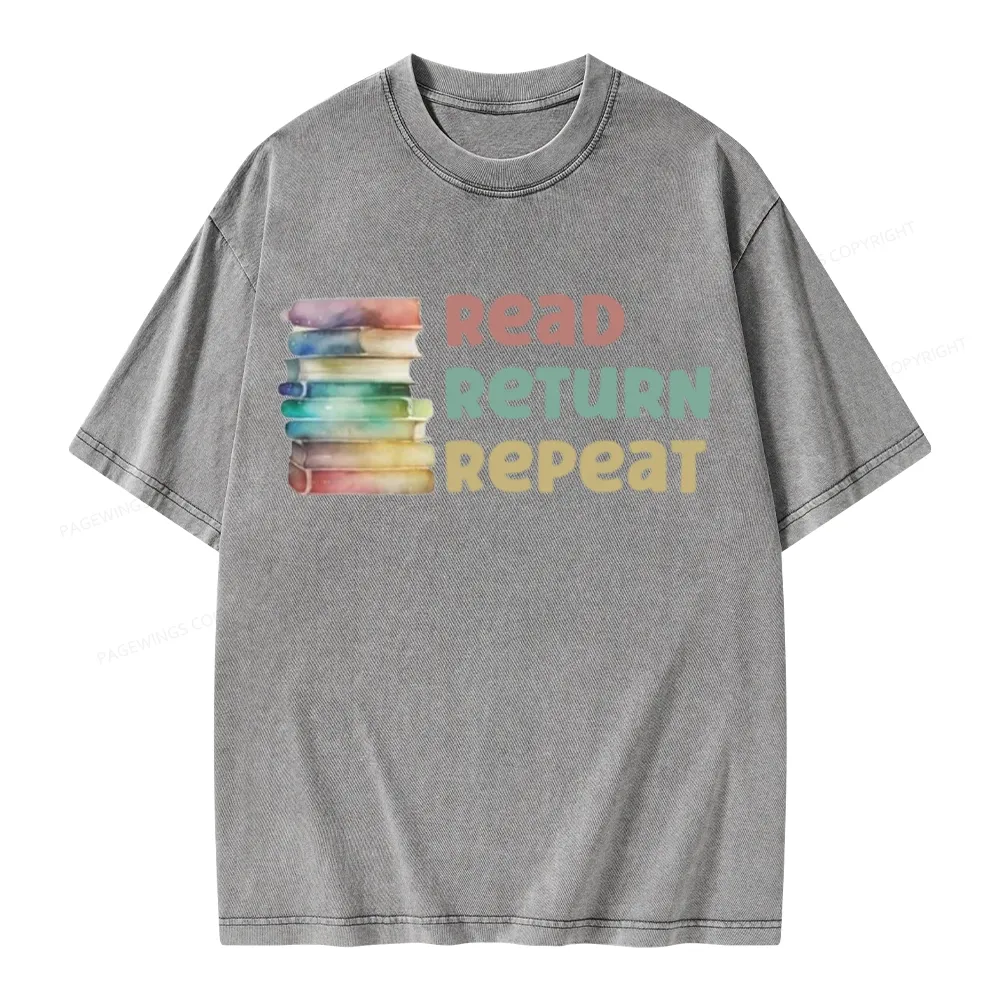 Pagewings Read Return Repeat Unisex Washed T-shirt