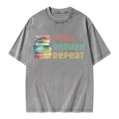 Pagewings Read Return Repeat Unisex Washed T-shirt