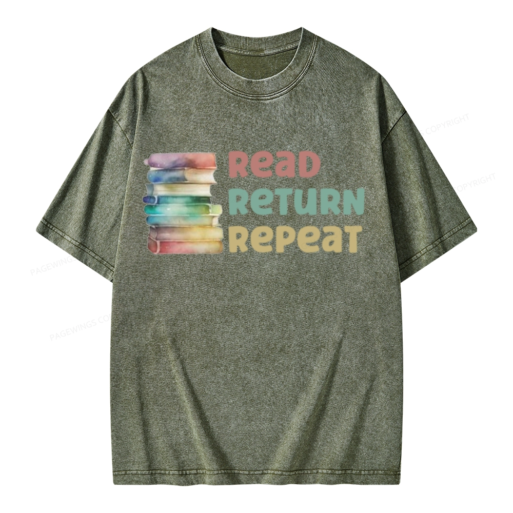 Pagewings Read Return Repeat Unisex Washed T-shirt