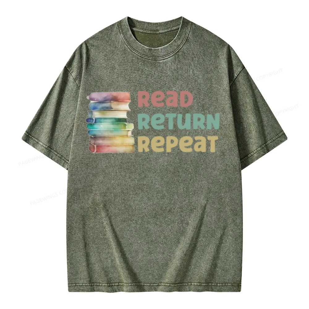 Pagewings Read Return Repeat Unisex Washed T-shirt