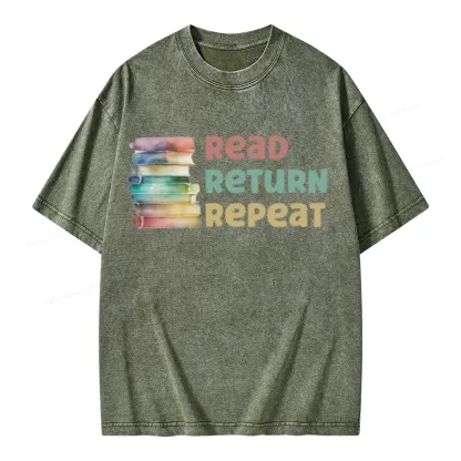 Pagewings Read Return Repeat Unisex Washed T-shirt