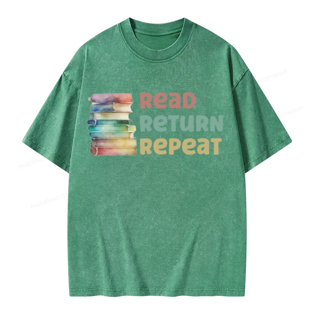 Pagewings Read Return Repeat Unisex Washed T-shirt