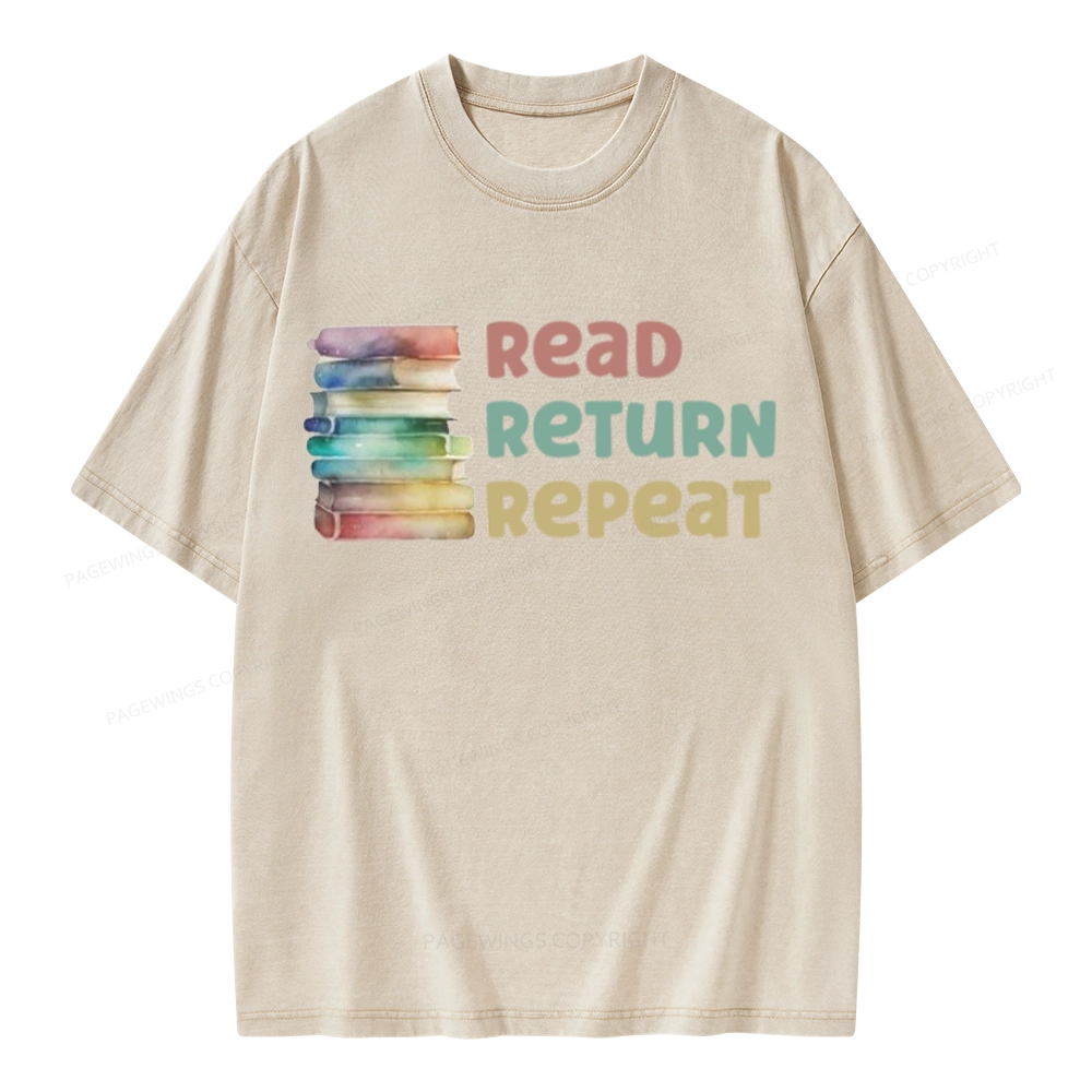 Pagewings Read Return Repeat Unisex Washed T-shirt