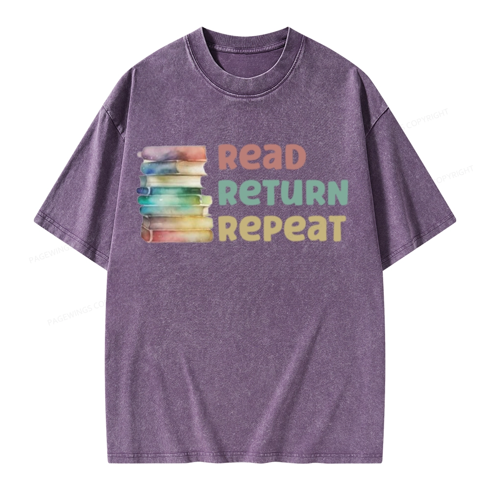 Pagewings Read Return Repeat Unisex Washed T-shirt
