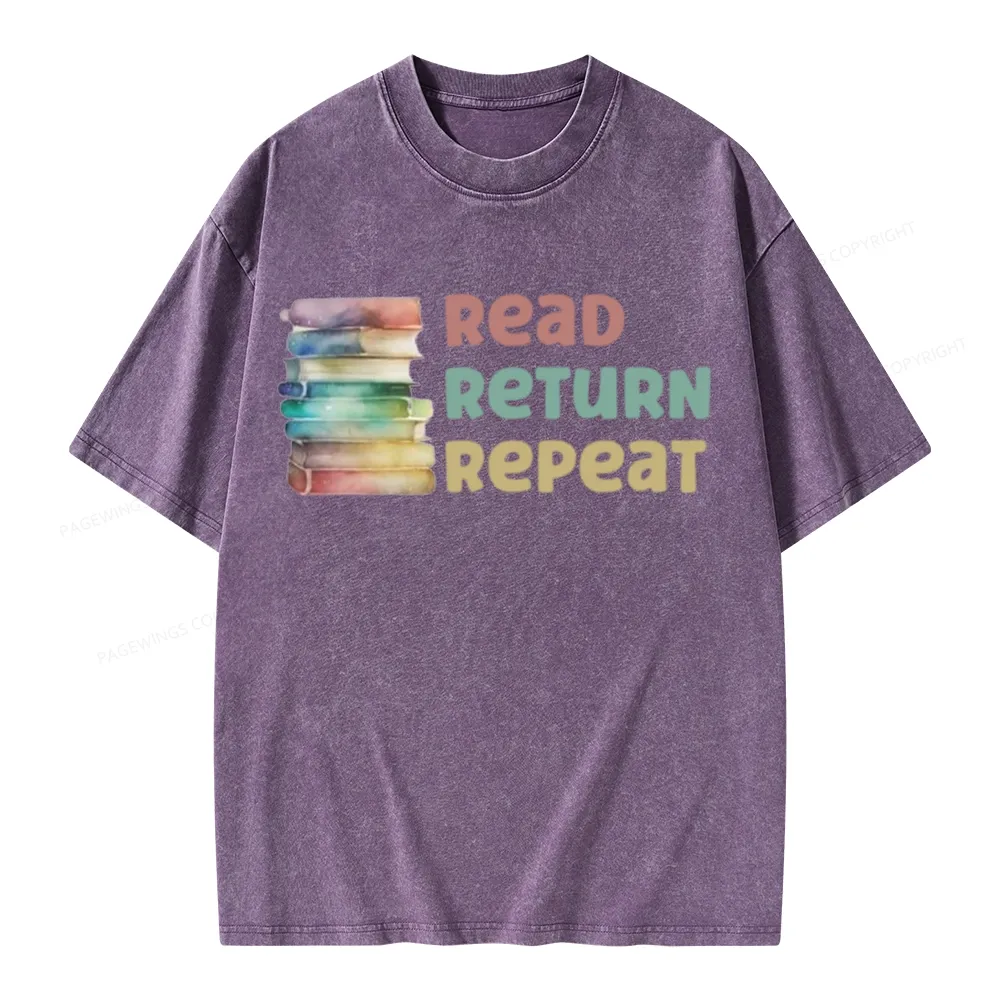 Pagewings Read Return Repeat Unisex Washed T-shirt