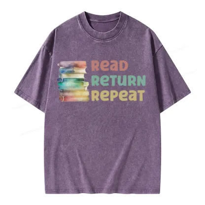 Pagewings Read Return Repeat Unisex Washed T-shirt