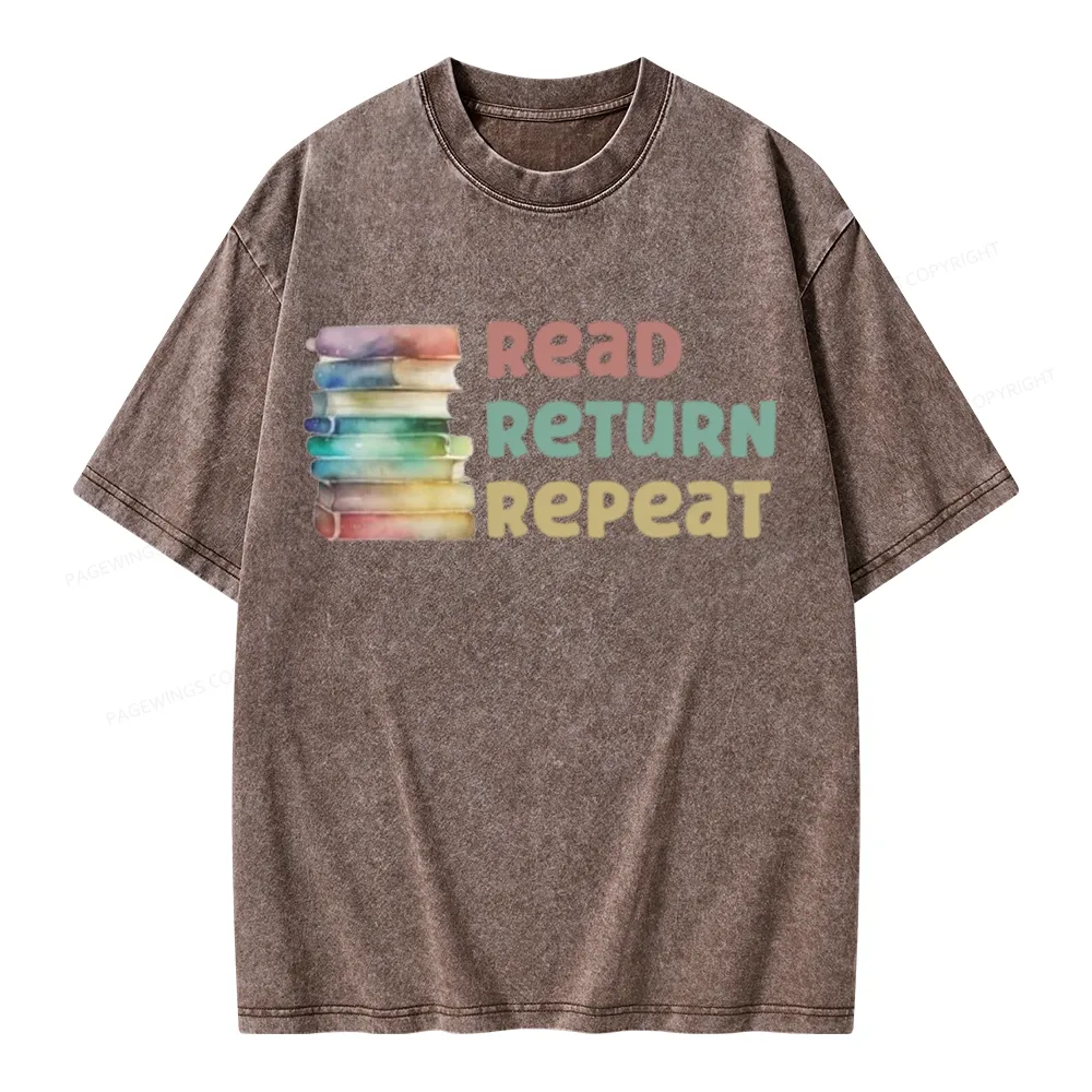 Pagewings Read Return Repeat Unisex Washed T-shirt
