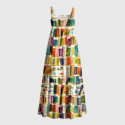 Pagewings Square Neck Bookish Floral Maxi Dress
