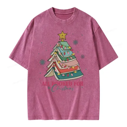 Pagewings All Booked For Christmas Unisex Washed T-shirt